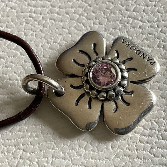 Pandora Silver and Brown Flower Bracelet - Picture 2 of 4